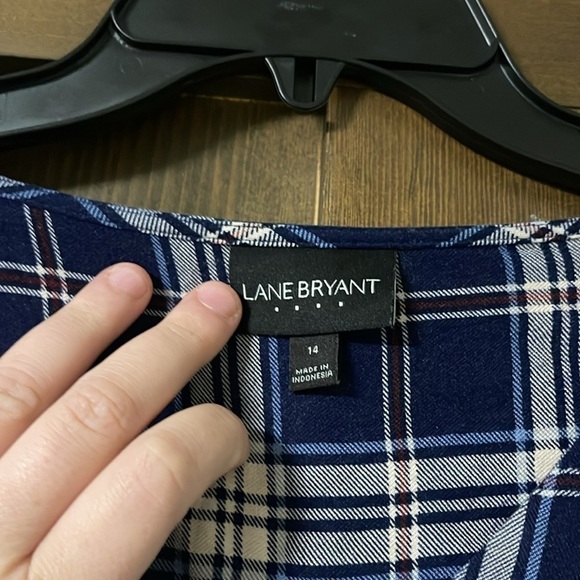 Lane Bryant Blue Plaid Long Sleeve Tunic Size 14 - Picture 4 of 7